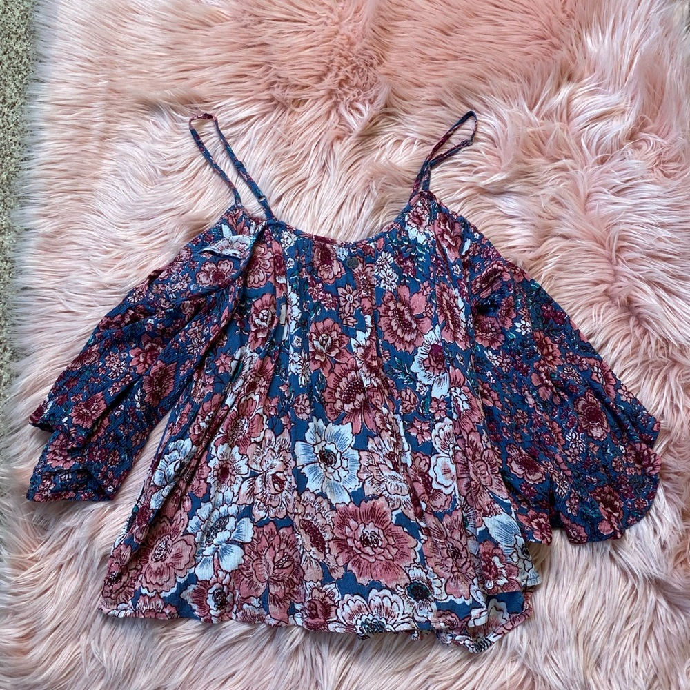 BILLABONG COLD SHOULDER FLORAL TOP - Picture 6 of 7